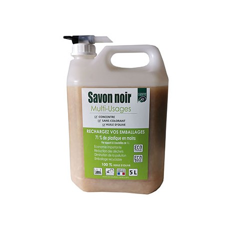 Savon noir liquide huile d'olive multi-surfaces ECO-RECHARGE 5 L